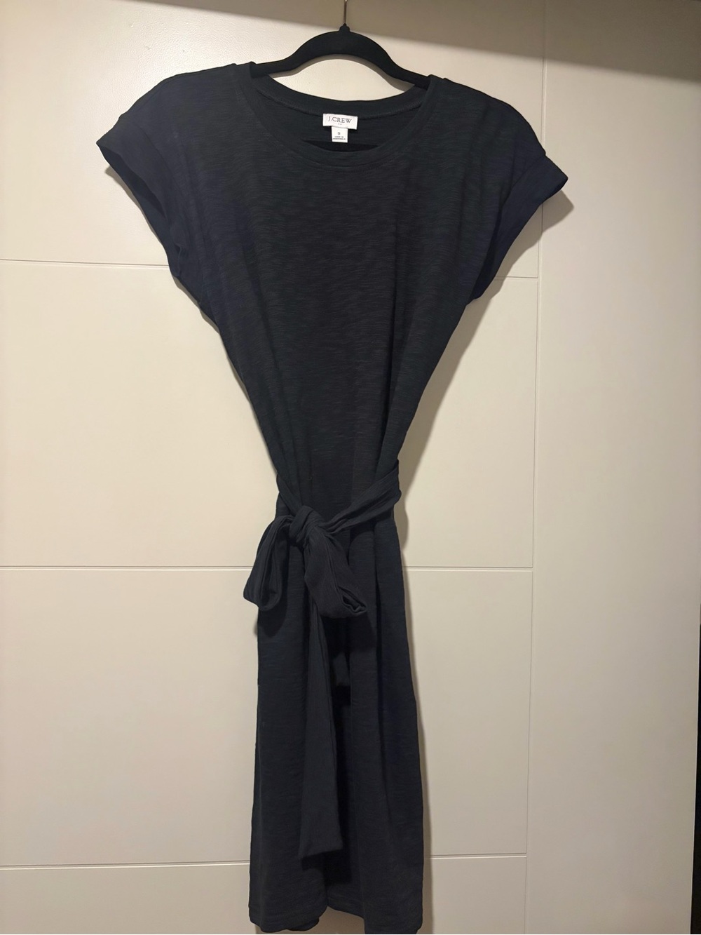 J. Crew Charcoal Tie-Waist Midi Tee Dress